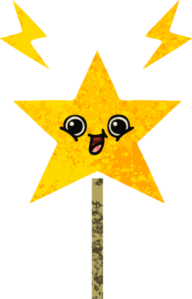 Bir insan tarafından çizilmiş sihirli bir değneğin retro çizim tarzı karikatürü.