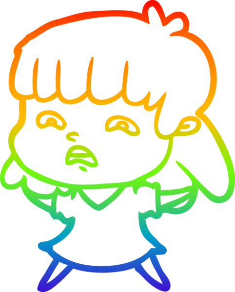 Gökkuşağı gradyan çizimi Bir insan tarafından çizilmiş endişeli bir çizgi kadın