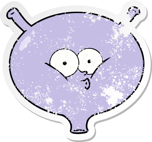 Bir insan tarafından çizilmiş karikatür mesanesinin sıkıntılı çıkartması.