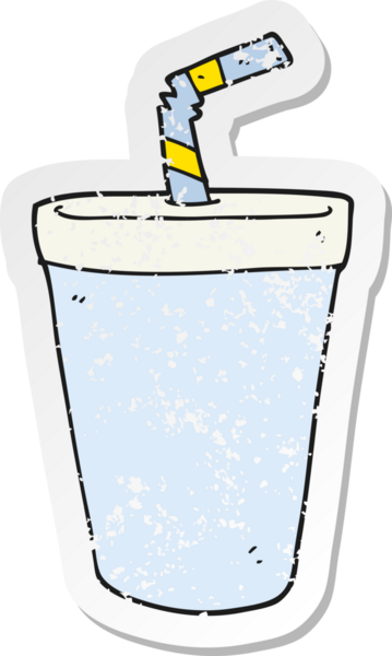 Bir insan tarafından çizilmiş bir karikatür gazozunun gerilimli etiketi.