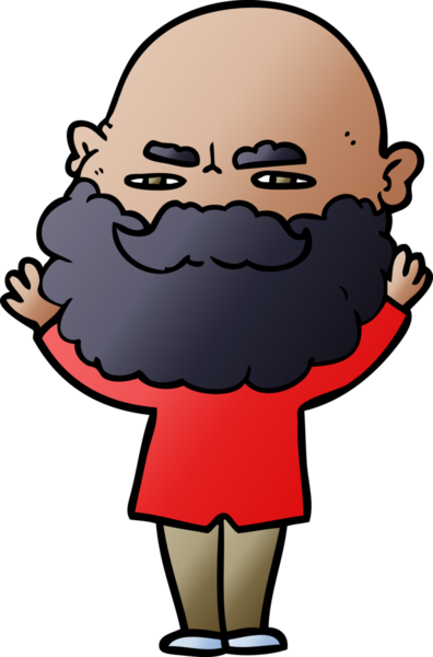 Bir insan tarafından çizilmiş sakallı bir çizgi film adamı.