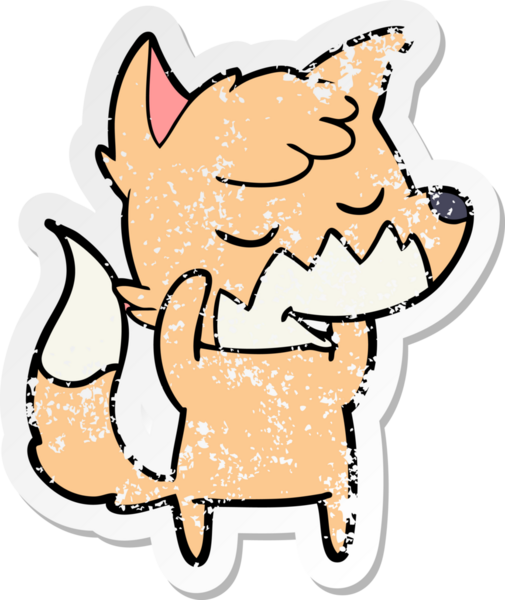 Bir insan tarafından çizilmiş dost canlısı bir tilkinin sıkıntılı çıkartması.