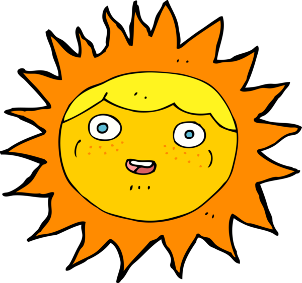 bir insan tarafından çizilmiş güneş çizgi film karakteri