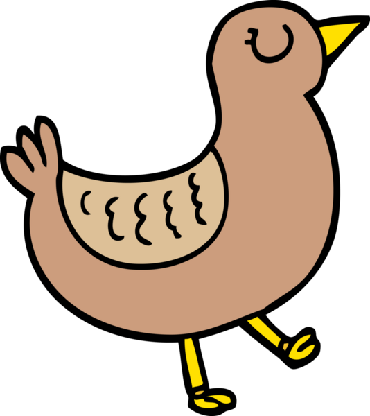 Bir insan tarafından çizilmiş el çizimi çizgi film kuşu.