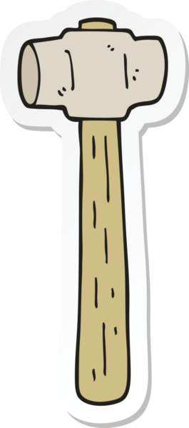 Bir insan tarafından çizilmiş bir balyoz çıkartması.