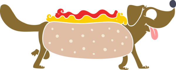 Bir insan tarafından çizilmiş düz renkli bir sosisli.