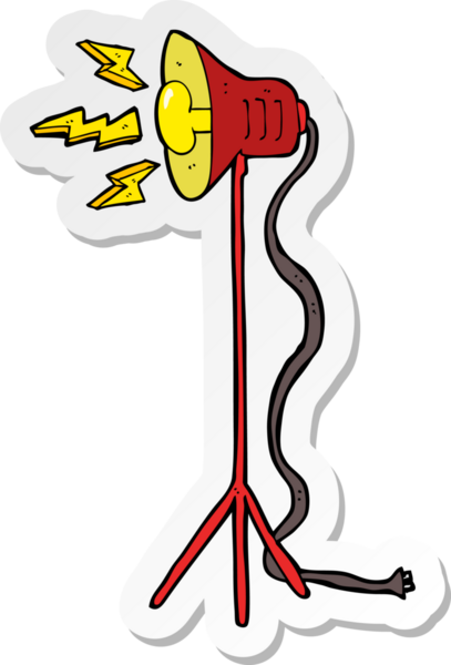 Bir insan tarafından çizilmiş karikatür stüdyo lambasının çıkartması.