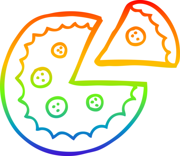 gökkuşağı gradyan çizgi çizimi bir insan tarafından çizilmiş bir pizza