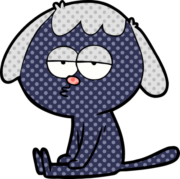 Bir insan tarafından çizilmiş yorgun bir köpek.