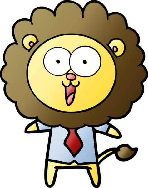 Bir insan tarafından çizilmiş mutlu çizgi film aslanı.