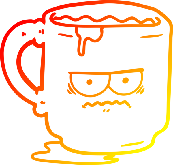 Bir insan tarafından çizilmiş bir çizgi film kirli ofis kupasının sıcak çizgi çizimi