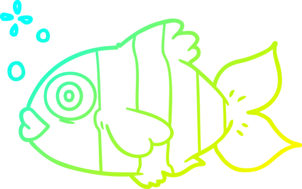 Bir insanın çizdiği egzotik bir balığın soğuk gradyan çizgisi.