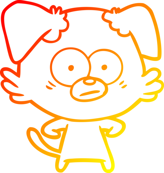 Bir insan tarafından çizilmiş gergin bir köpek çizgi filminin sıcak gradyanı.