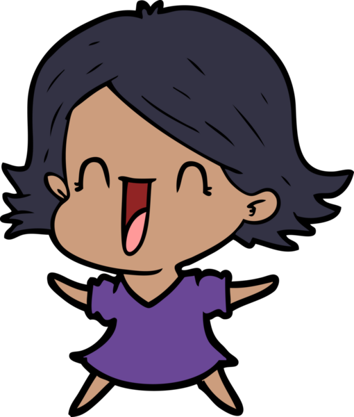 Bir insan tarafından çizilmiş gülen kadın çizgi filmi.