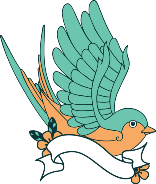 Geleneksel dövme, bir insan tarafından çizilmiş bir kırlangıç sancağıyla