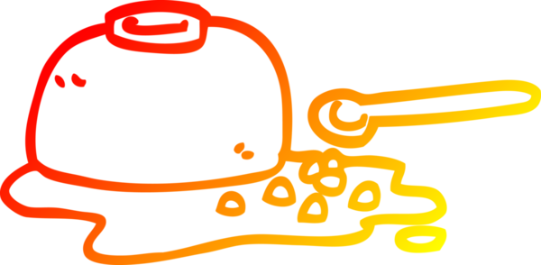 Bir çizgi filmin sıcak gradyan çizimi bir insan tarafından çizilmiş gevrek kasesi.