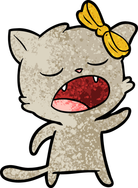 Bir insan tarafından miyavlanan kedi çizgi filmi.