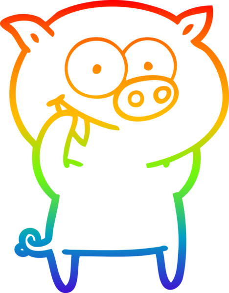 Bir insan tarafından çizilmiş neşeli bir domuz çizgi filminin gradyan çizimi.