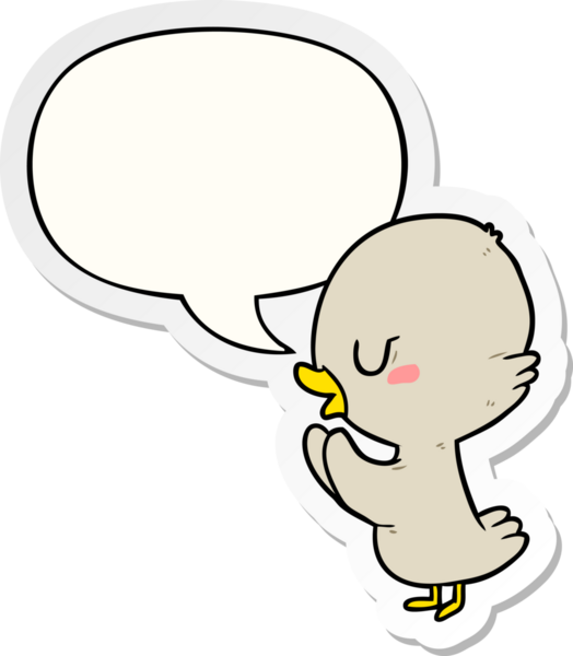 Bir insan tarafından çizilmiş balon çıkartmalı şirin bir çizgi film ördek yavrusu.