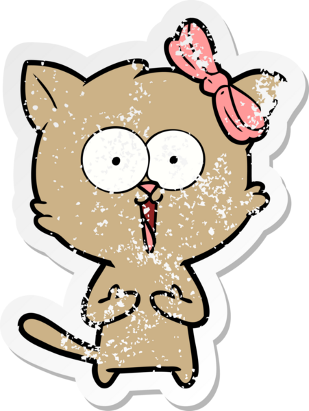 Bir insan tarafından çizilmiş karikatür bir kedinin sıkıntılı çıkartması.