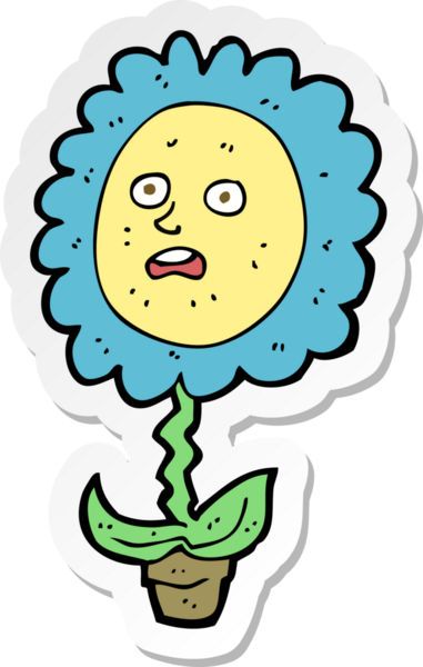 Bir insan tarafından çizilmiş karikatür çiçeğinin çıkartması.