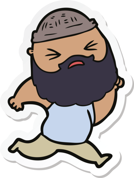 Bir insan tarafından çizilmiş sakallı bir karikatür adamın çıkartması.