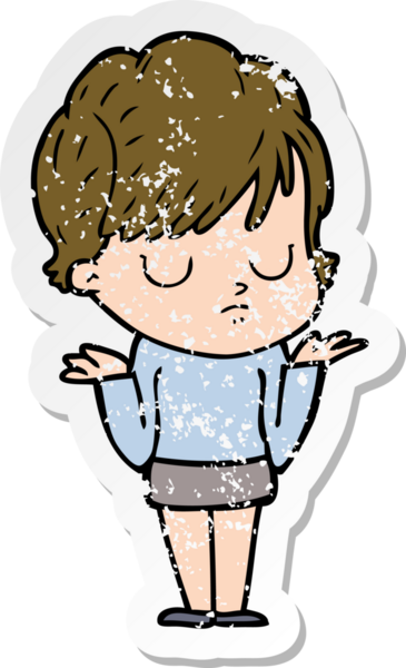 Bir insan tarafından çizilmiş karikatür bir kadının sıkıntılı çıkartması.