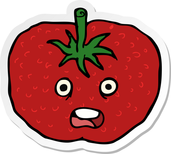 Bir insan tarafından çizilmiş bir domates etiketi.