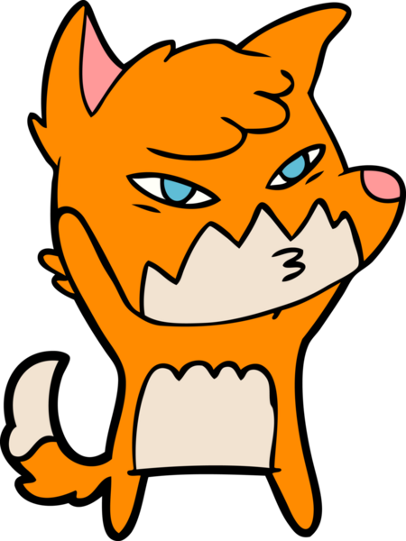 Bir insan tarafından çizilmiş akıllı çizgi film tilkisi.