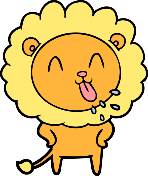 Bir insan tarafından çizilmiş mutlu çizgi film aslanı.