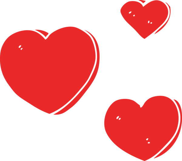 Bir insan tarafından çizilmiş düz renk çizgi film aşk kalpleri.