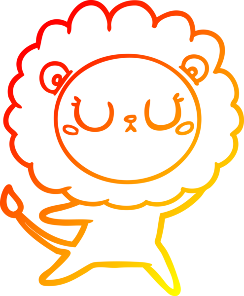 Bir insan tarafından çizilen çizgi film aslanının sıcak çizgi çizimi