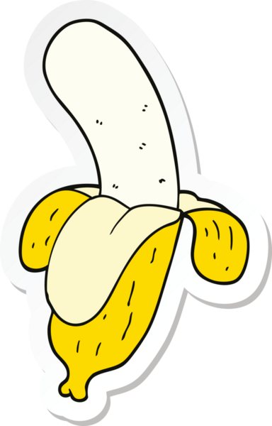 Bir insan tarafından çizilmiş bir muzun çıkartması.