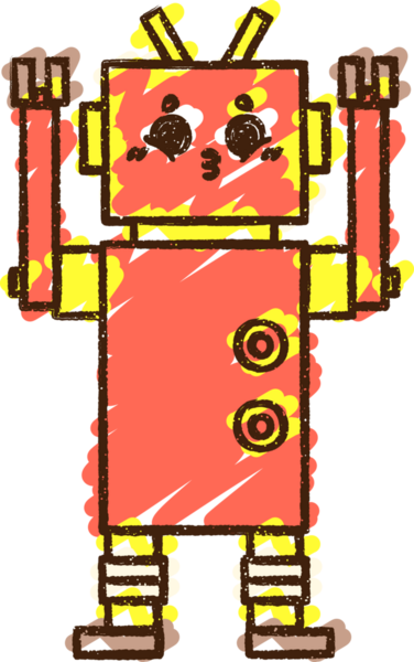 Bir insan tarafından çizilen robot tebeşiri.