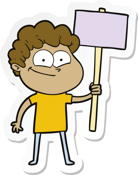 Bir insan tarafından çizilmiş mutlu bir adamın çıkartması.