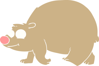 Bir insan tarafından çizilmiş düz renkli çizgi film yürüyen ayısı