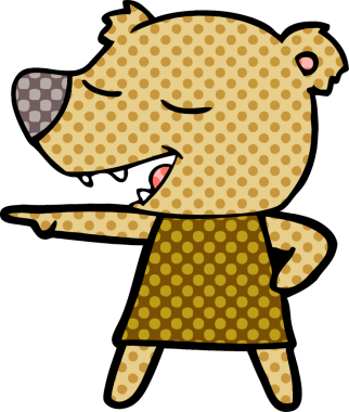 Bir insan tarafından çizilmiş çizgi film ayısı.