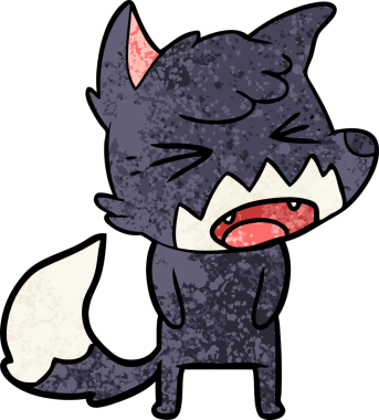 Bir insan tarafından çizilmiş kızgın çizgi film tilkisi.