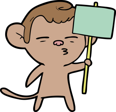 Bir insan tarafından çizilmiş işaretli şüpheli maymun çizgi filmi.