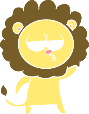 Bir insan tarafından çizilen düz renk çizgi film sıkılmış aslan sallaması