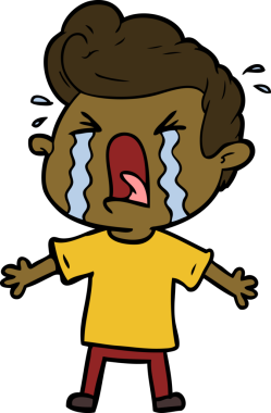 Bir insan tarafından çizilmiş ağlayan bir karikatür.