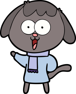 Bir insan tarafından çizilmiş şirin bir çizgi film köpeği.