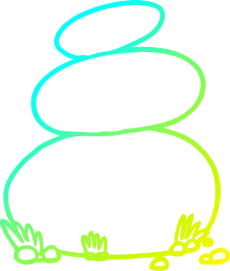 Bir insan tarafından çizilmiş büyük istiflenmiş taş karikatürünün soğuk gradyan çizimi.