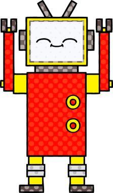 bir insan tarafından çizilmiş bir robotun çizgi roman tarzı