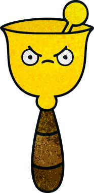 Bir insan tarafından çizilmiş okul çanının retro grunge desenli karikatürü.