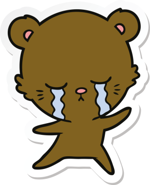 Bir insan tarafından çizilmiş ağlayan çizgi film ayısının çıkartması.