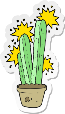 Bir insan tarafından çizilmiş bir kaktüsün çıkartması.