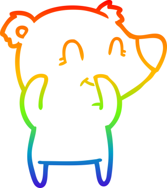 Bir insan tarafından çizilmiş kıkırdayan kutup ayısı çizgi filmi.