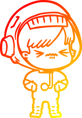 Bir insan tarafından çizilmiş bir astronot kadın çizgi çizimi.