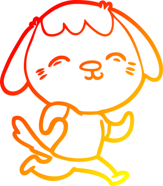 Bir insan tarafından çizilen mutlu çizgi film köpeğinin sıcak çizgi çizimi